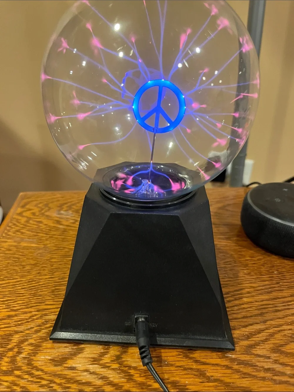 Mystic Peace Sign Plasma Lamp - Purple, Blue, Red